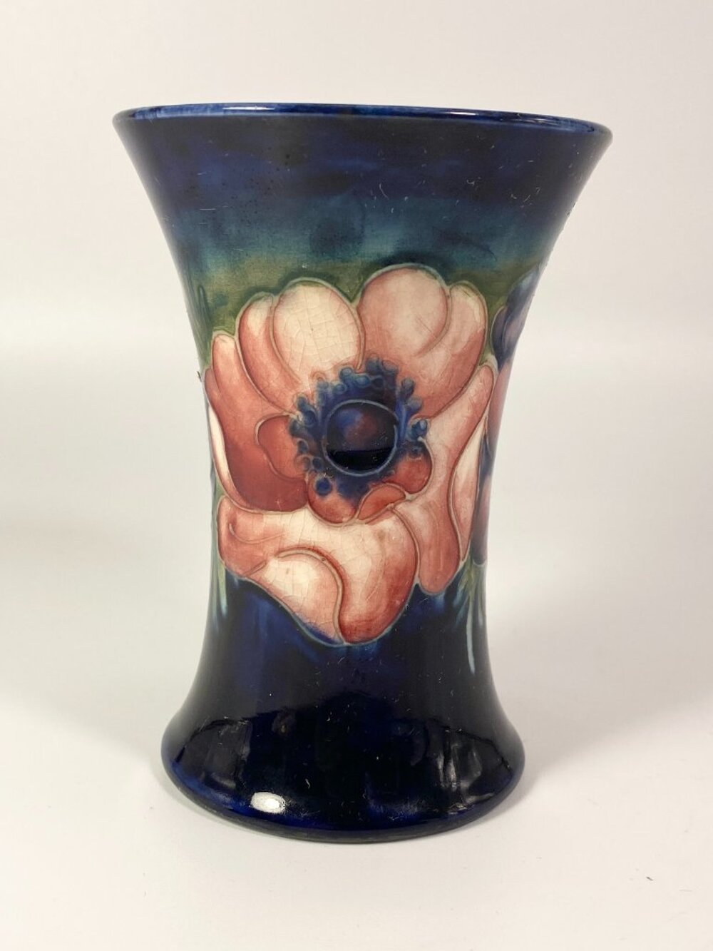 Walter Moorcroft Anemone Trumpet Vase Cobalt Blue England